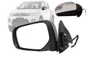 Espelho Retrovisor Elé L200 Triton 14/... Cromado/Recolhimento Automático / C/ Pisca Le