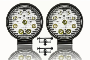 Kit Farol Auxiliar Led Redondo Universal 6000k 10v/30v 27w 2 Peças