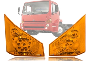 Kit Lanterna Diant Agrale 8700/9200/10000/14000 Led  Ambar 24v  2 Peças