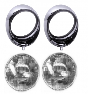 Kit Aro Farol + Sealed Beam Mb 1111/1113  Cromado 4 Peças