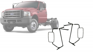 Kit Retrovisor F-350 e F-4000 99/12  Completo (C/ Suporte) 2 Peças