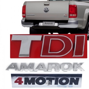 Kit Emblema Amarok Tdi 4 Motion Cromado 10/15 3 Peças
