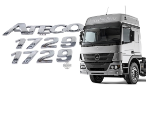 Kit Emblema Atego 1729 Cromado 9 Peças
