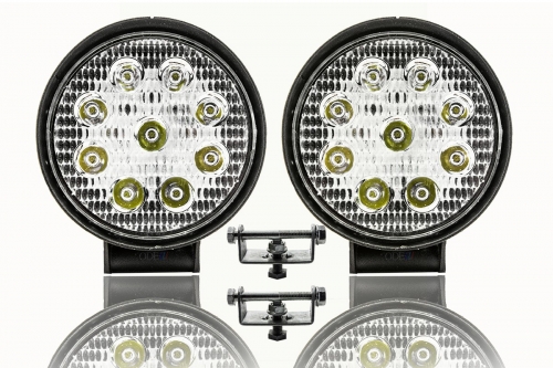 Kit Farol Auxiliar Led Redondo Universal 6000k 10v/30v 27w 2 Peças