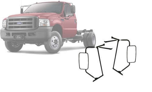 Kit Retrovisor F-350 e F-4000 99/12  Completo (C/ Suporte) 2 Peças
