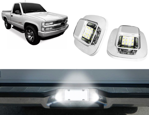 Lanterna Placa Silverado 97/01 Cromada Led (2 Peças)